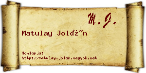 Matulay Jolán névjegykártya